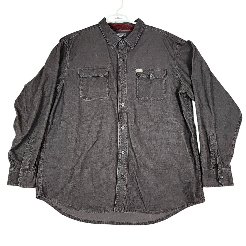Eddie Bauer XXL Mens Brown Long Sleeve Button Up Shirt Cotton Work Utility